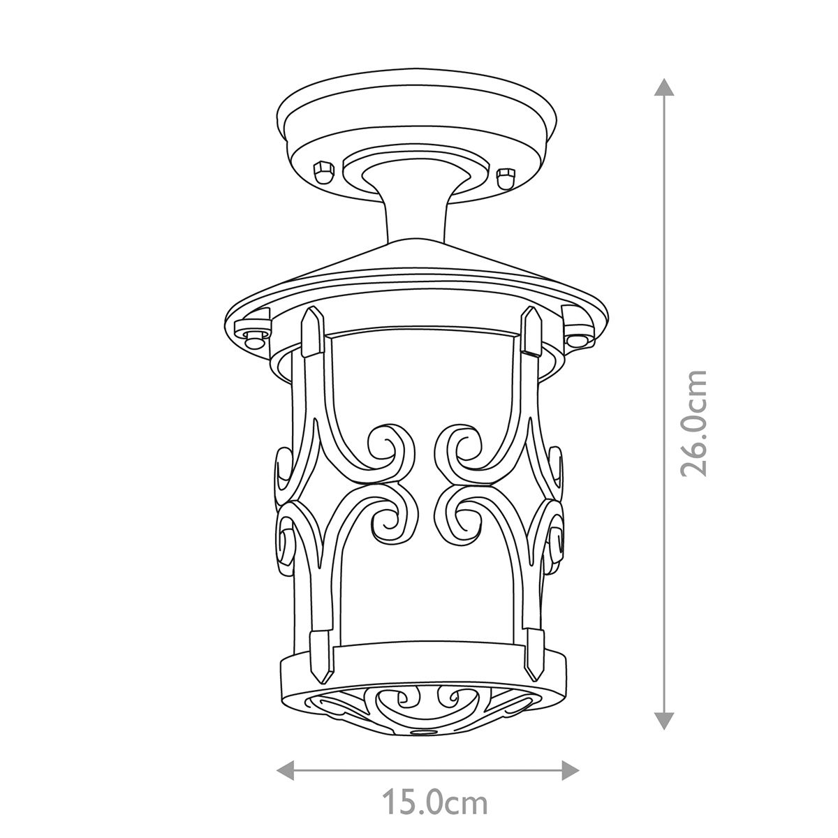 Hereford Kültéri Fekete Félig Süllyesztett Porch Lantern