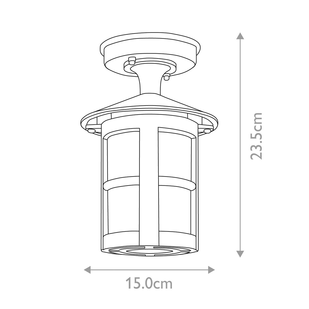 Hereford Kültéri Fekete Félig Süllyesztett Porch Lantern