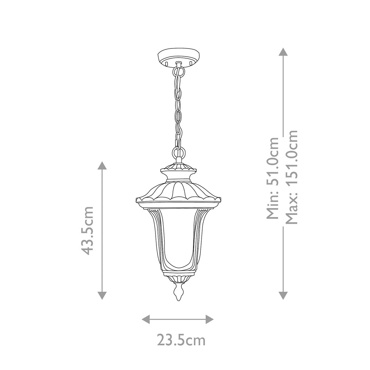 Chicago Kicsi Kültéri Fekete Függő Lantern