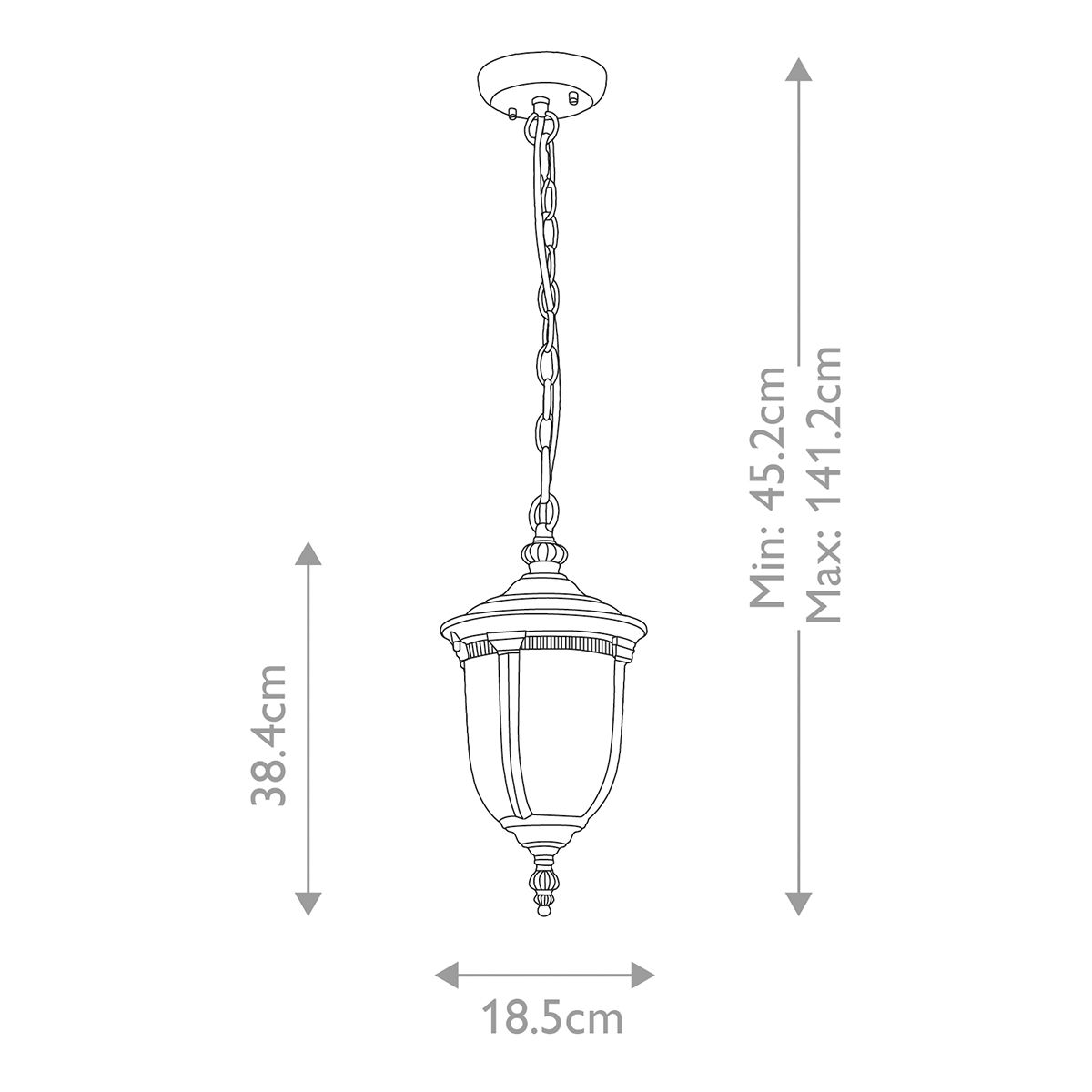 Cleveland Kicsi Kültéri Függő Lantern, Bronz
