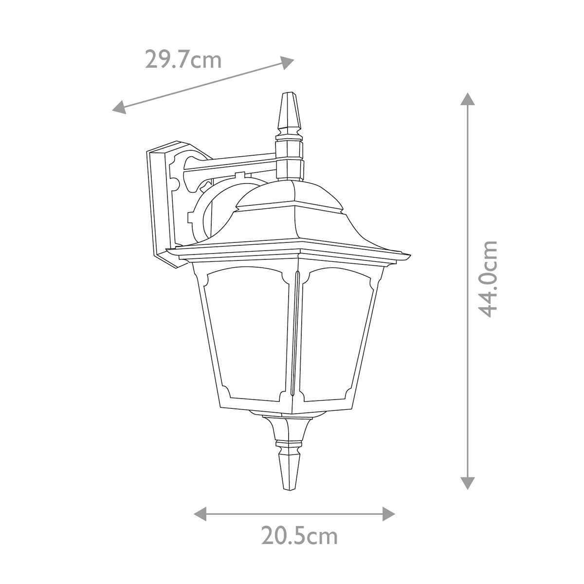 Chapel Kültéri Lefelé Néző Fali Lantern Lámpa, Fekete