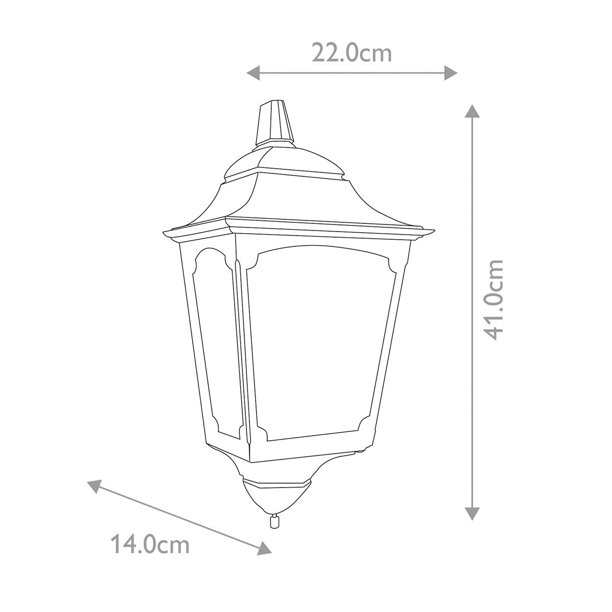 Chapel Fekete Kültéri Fél Fali Lantern