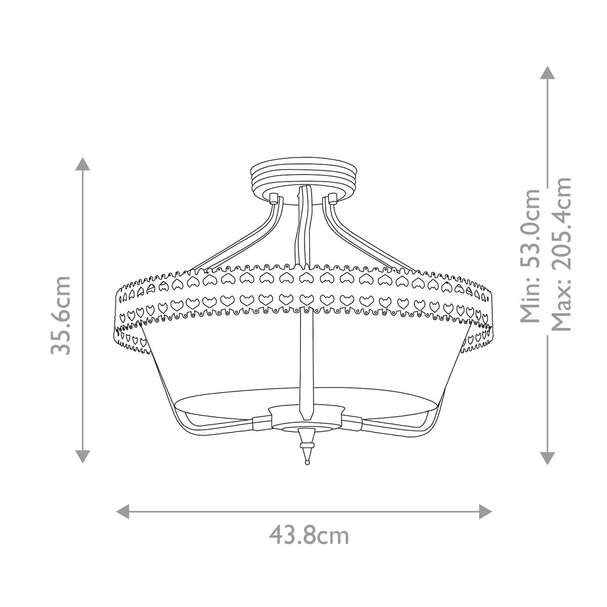 Crown 3 Izzós Ezüst Félig Süllyesztett Mennyezeti Fitting