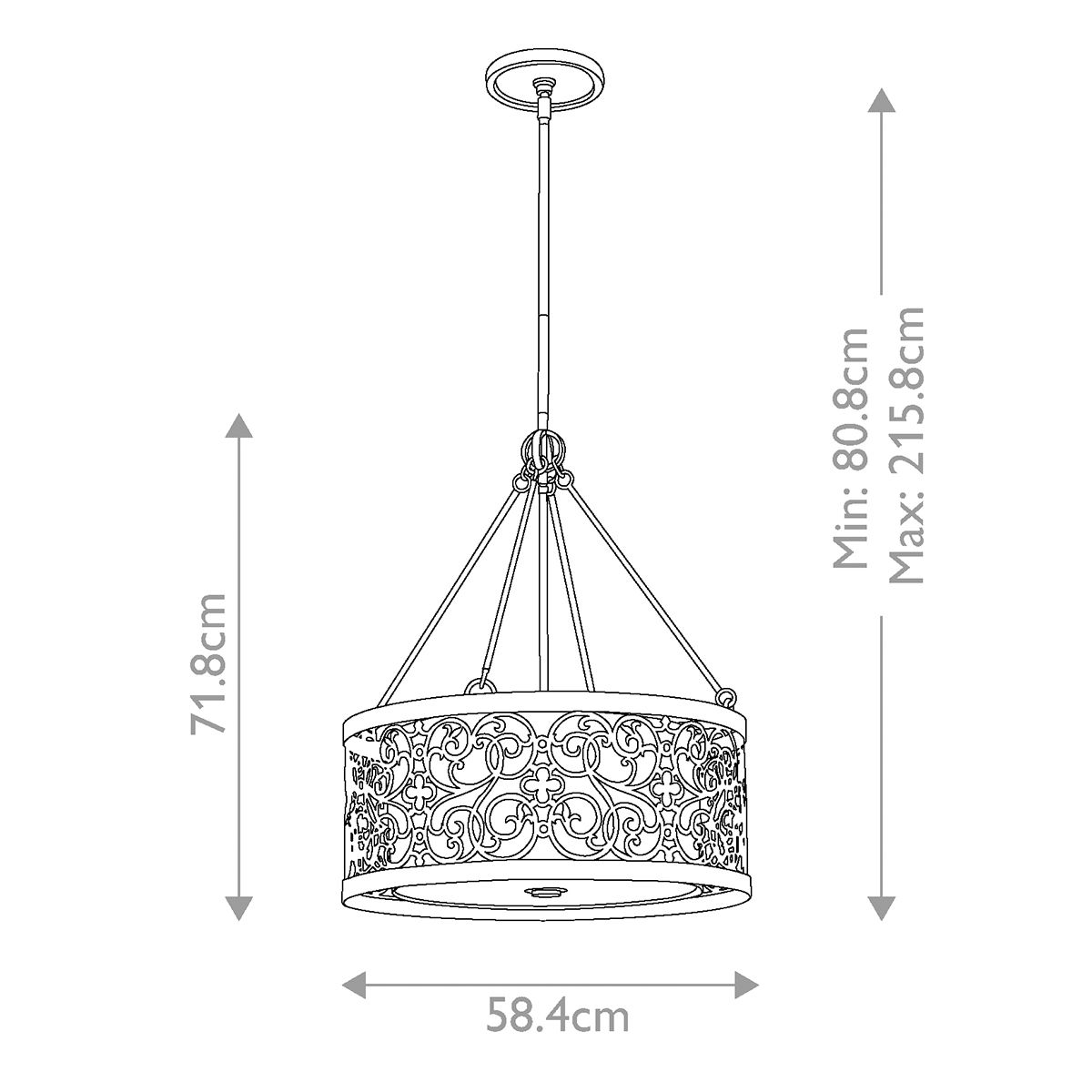 Arabesque 4 Izzós Ezüst Mennyezeti Függőlámpa