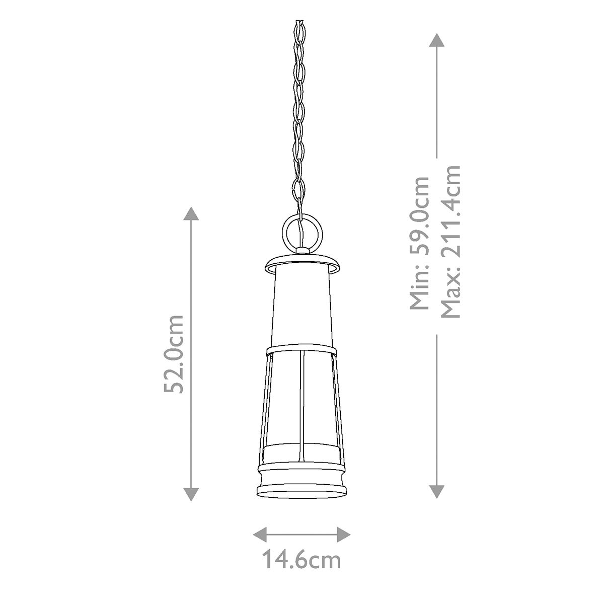 Chelsea Harbor Szürke Kültéri Függő Lantern Lámpa