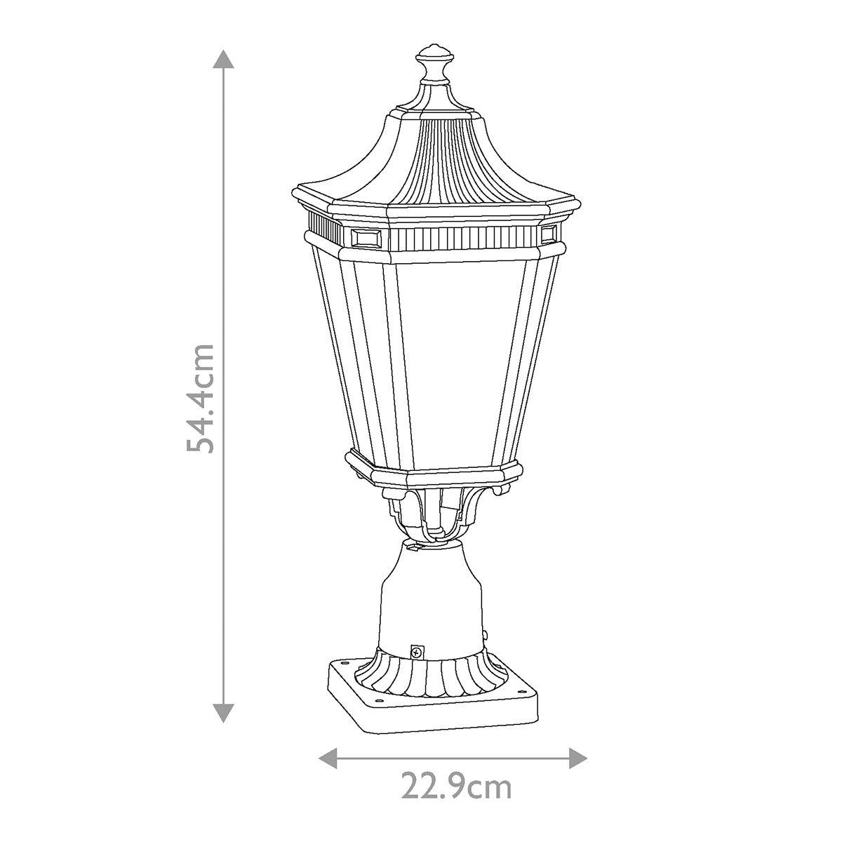 Cotswold Lane Kültéri Fekete Pedestal, 2 Izzós
