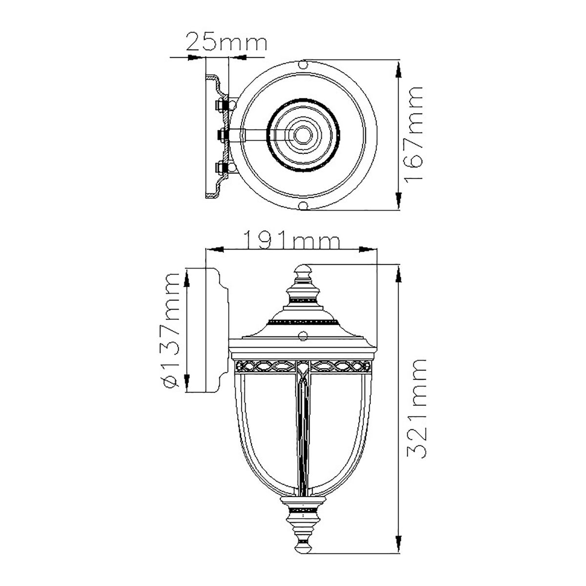 English Bridle Kültéri Kicsi Fali Lantern, Fekete