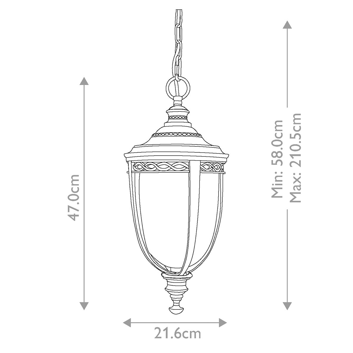 English Bridle Kültéri Fekete Függő Lantern, 3 Izzós