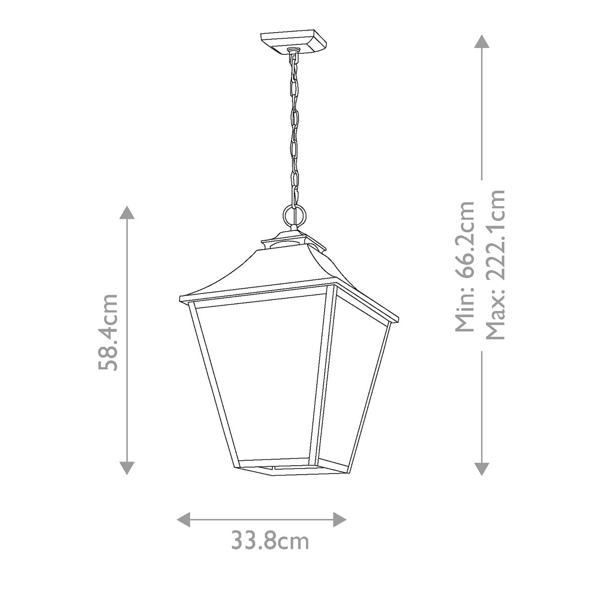 Galena 4 Izzószürke Kültéri Függő Lantern