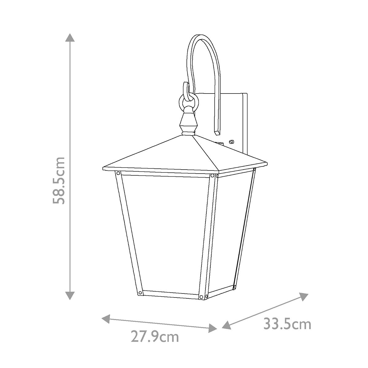 Huntersfield 3 Izzós Kültéri Nagy Fekete Fali Lámpa, Lantern