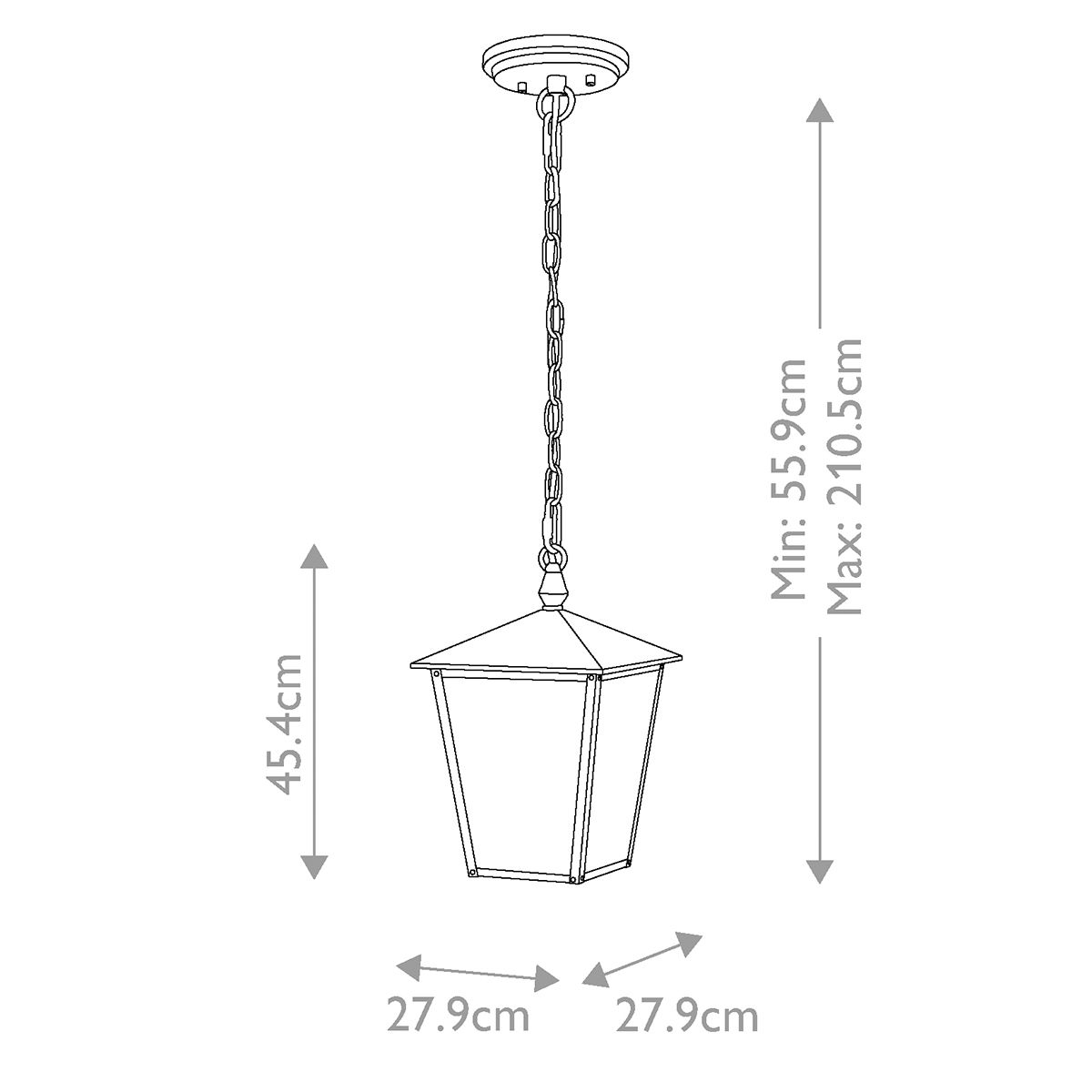 Huntersfield Nagy Kültéri Fekete Függő Lantern, 3 Izzós