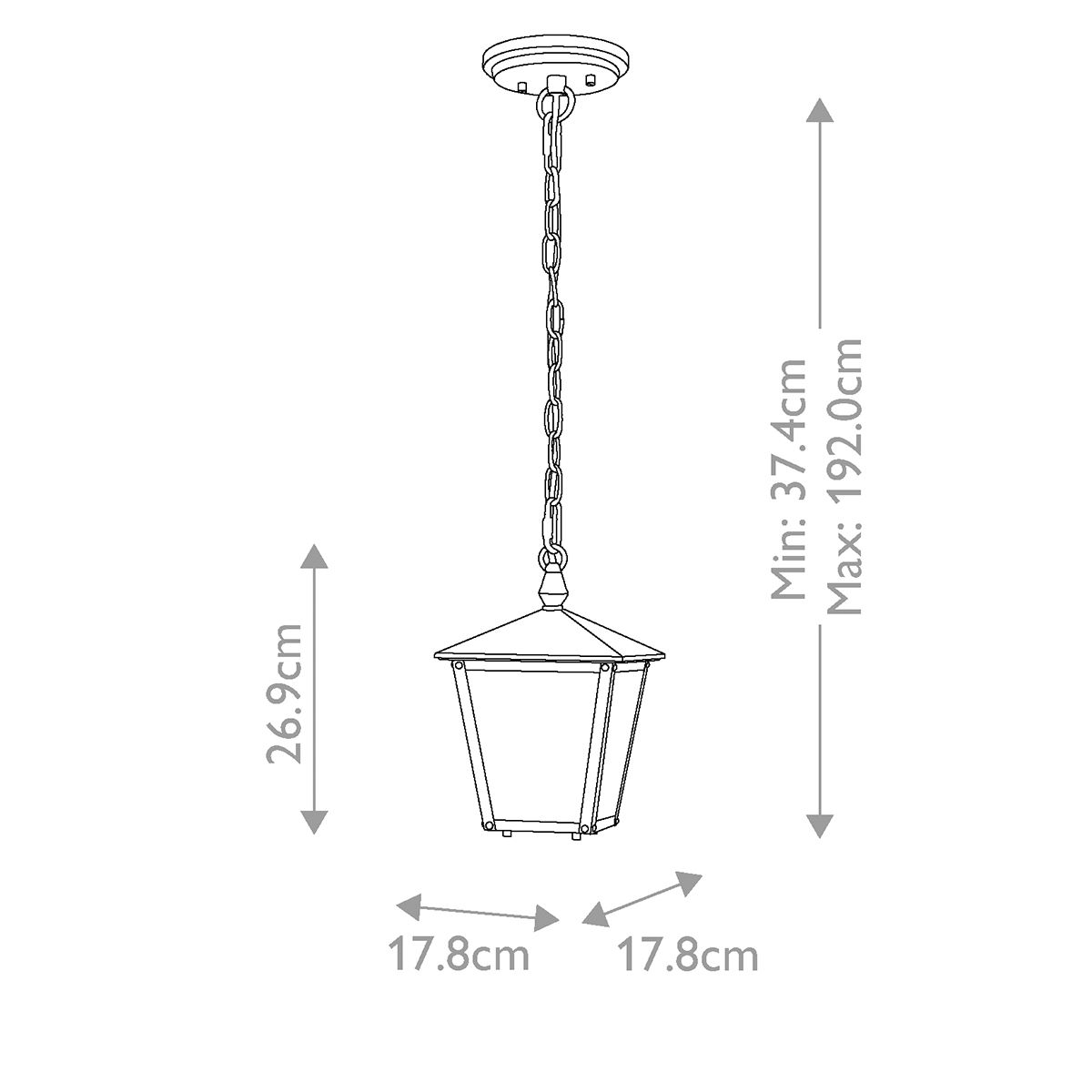 Huntersfield Kültéri Kicsi Fekete Függő Lantern