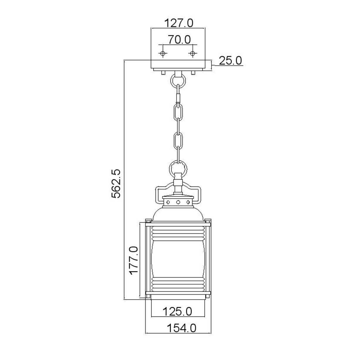 Hamulés Bay Kültéri Kicsi Függő Lantern, Bronz