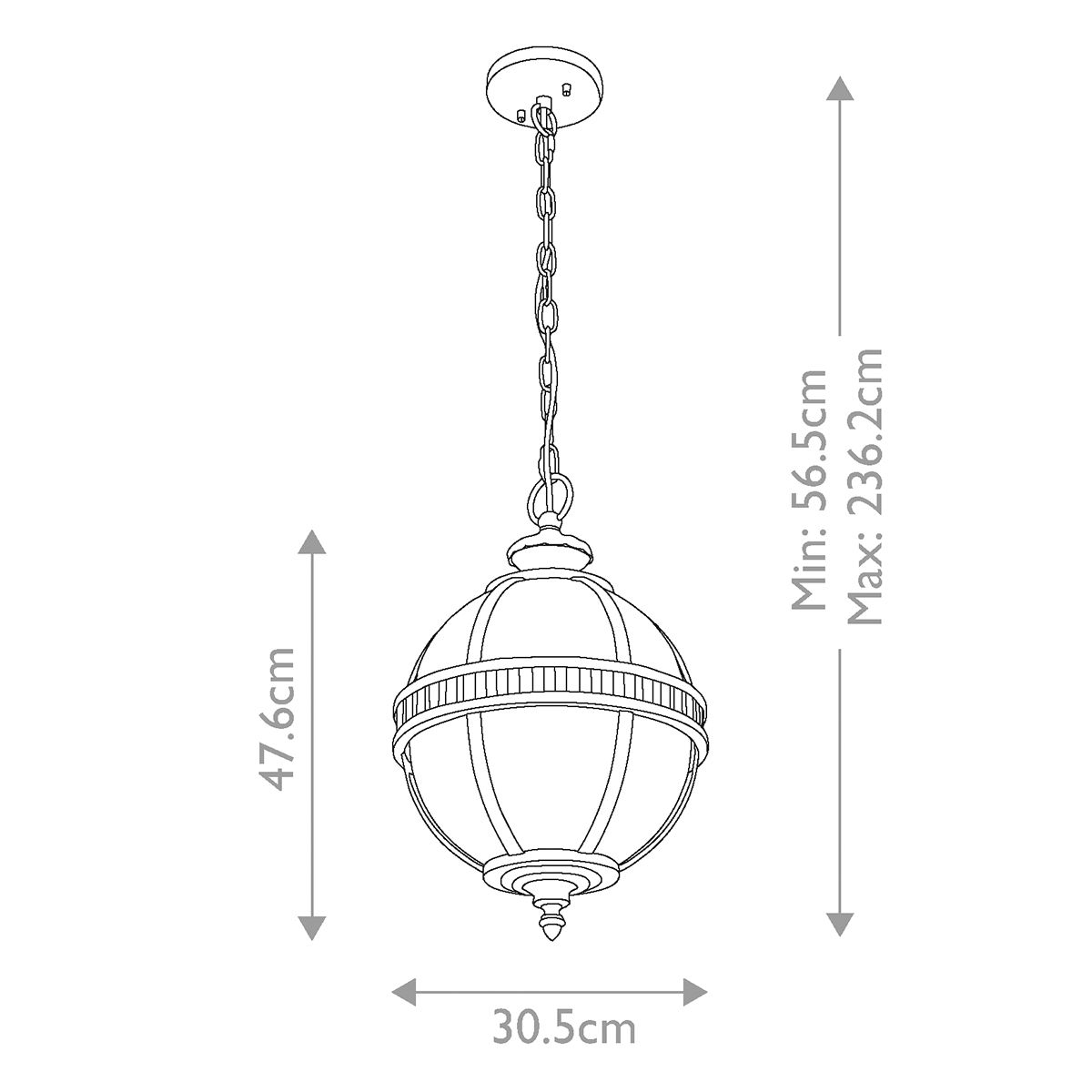 Halleron 3 Izzós Kültéri Szürke Függő Lantern