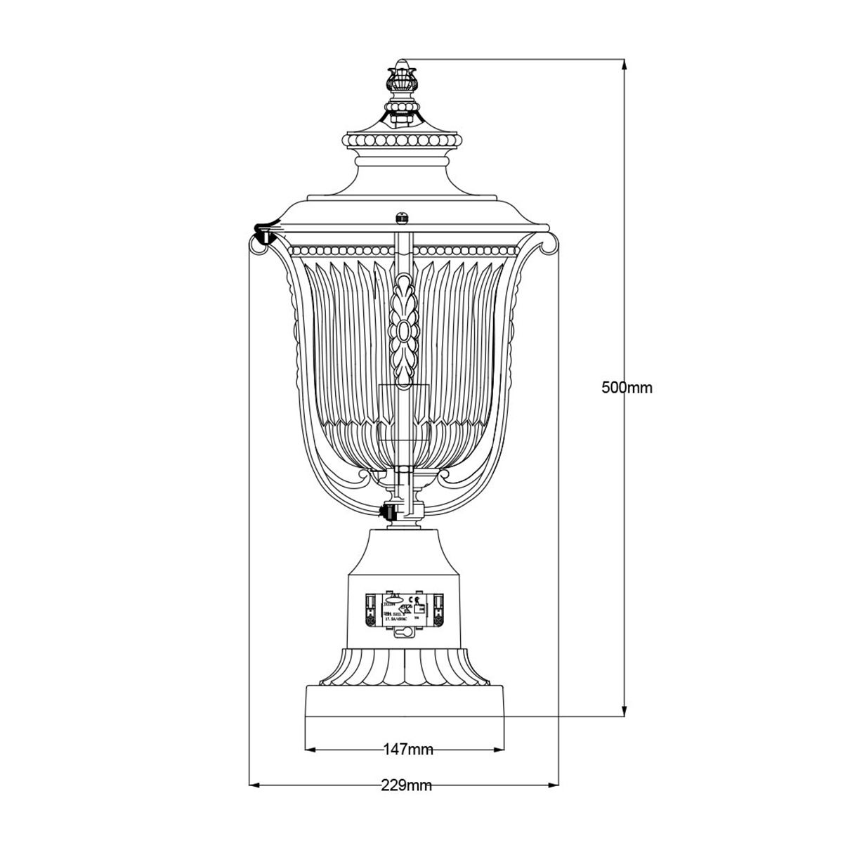 Luverne Bronz Kültéri Pedestal Lámpa
