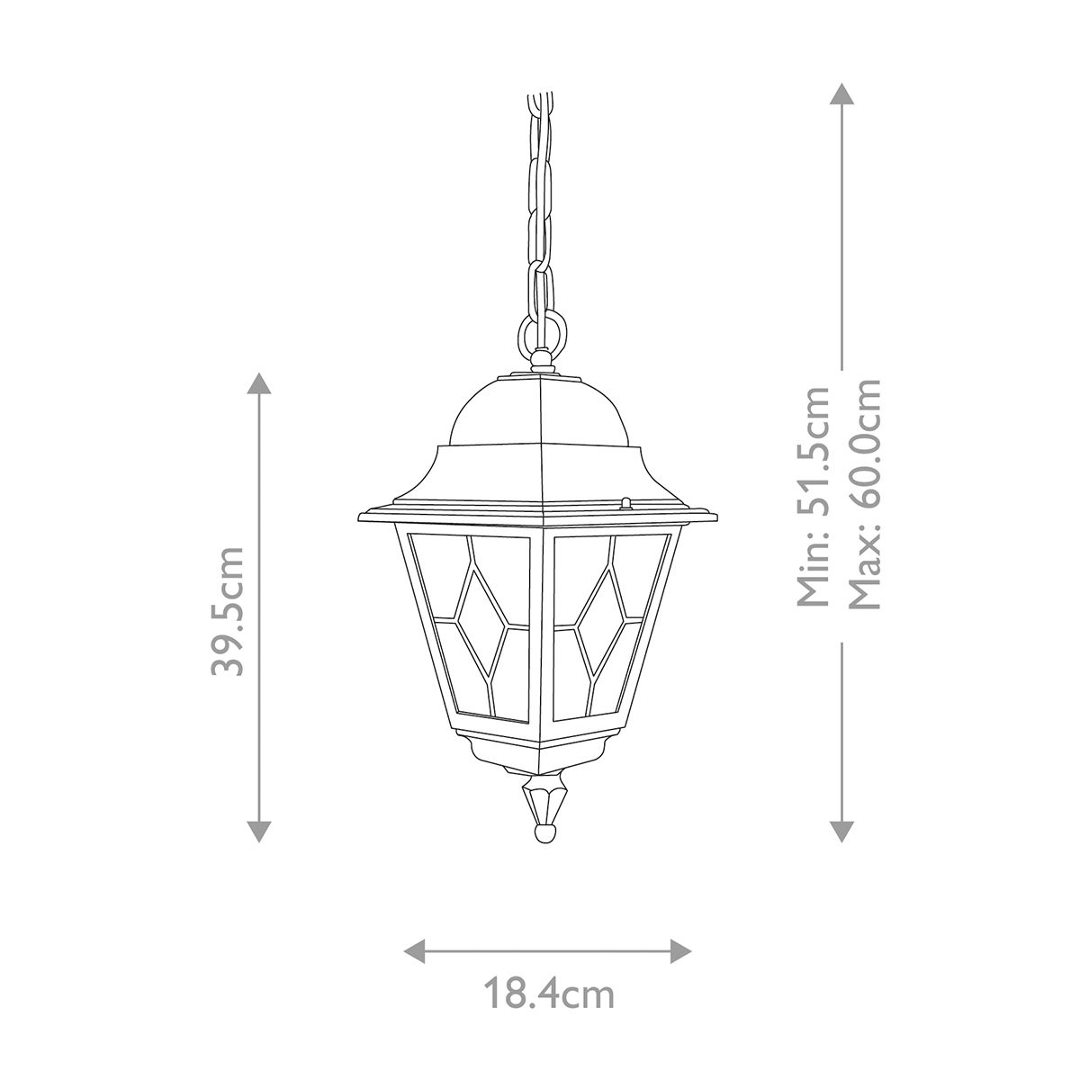 Norfolk Fekete Kültéri Függő Lantern Lámpa