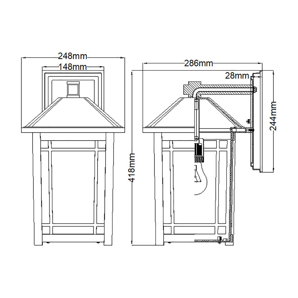 Cedar Point Nagy Kültéri Fali Lantern Lámpa, Fekete