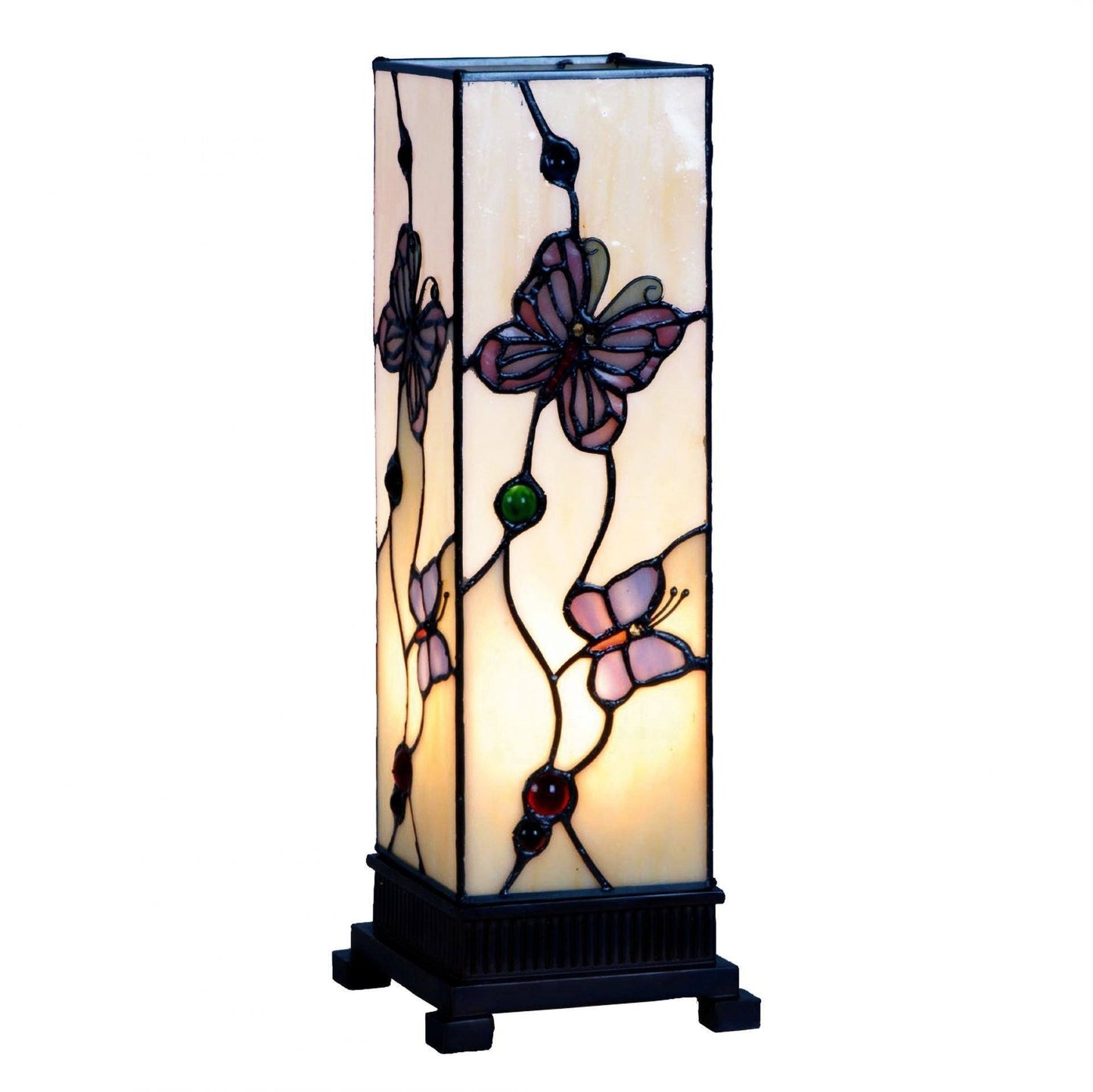 London Közepes Szögletes Tiffany Asztali Lámpa