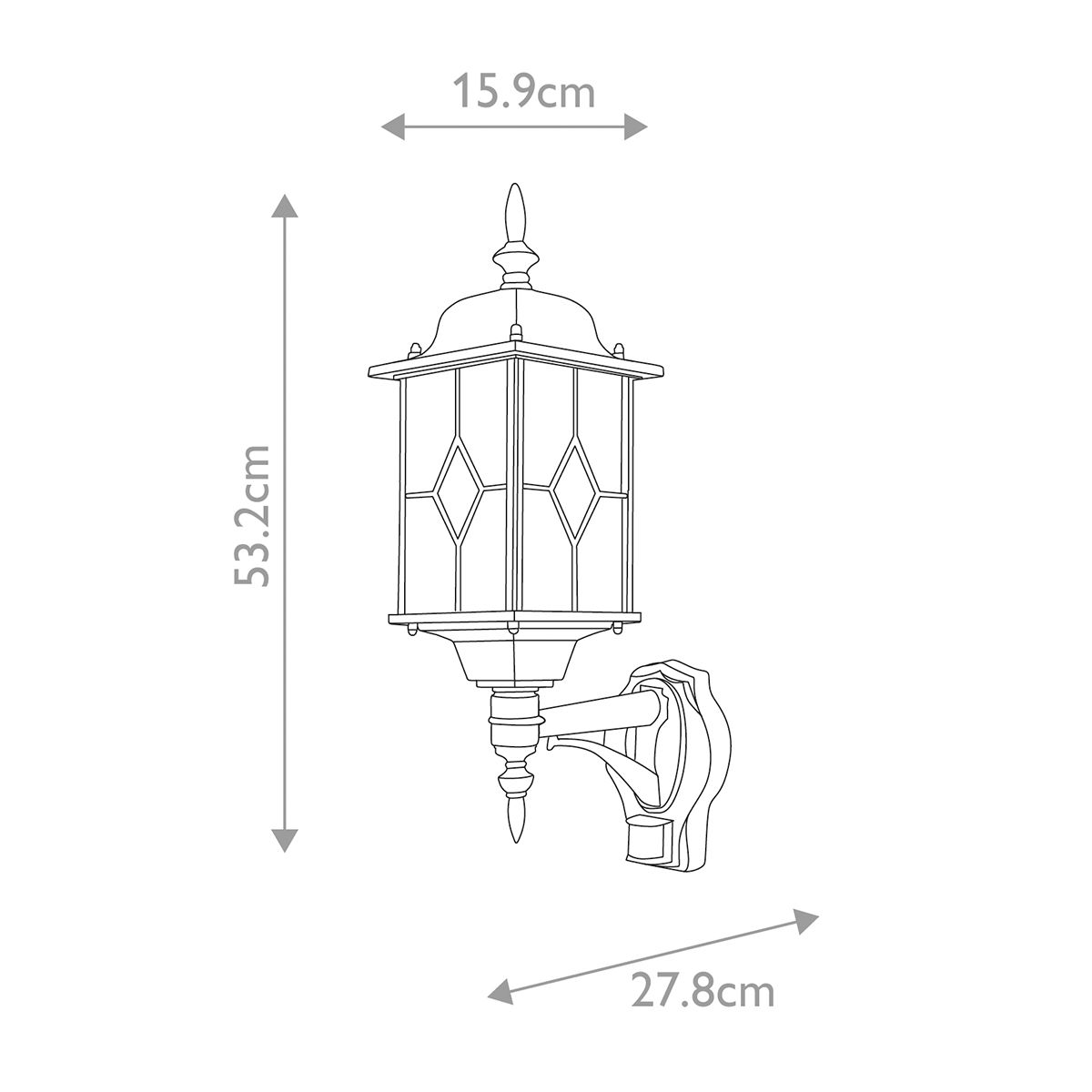 Wexford Kültéri Fekete & Ezüst Felfelé Néző Fali Lantern PIR Szenzorral