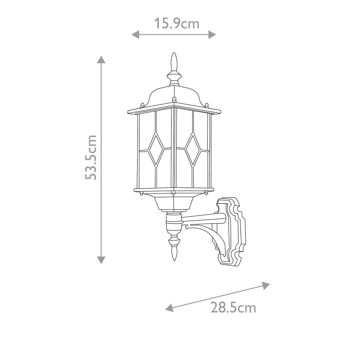Wexford Kültéri Fekete/Ezüst Felfelé Néző Fali Lantern