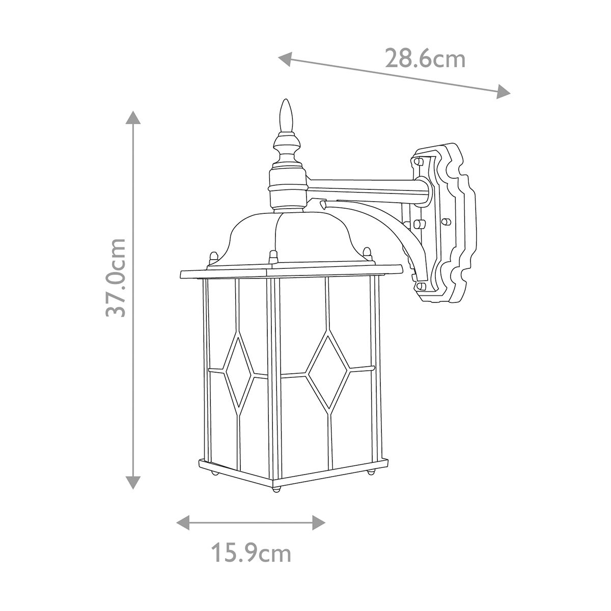 Wexford Kültéri Fekete/Ezüst Lefelé Néző Fali Lantern