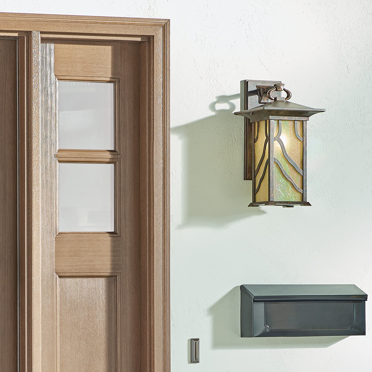 Morris Kültéri Vörös Sárgaréz Fali Lantern Lámpa