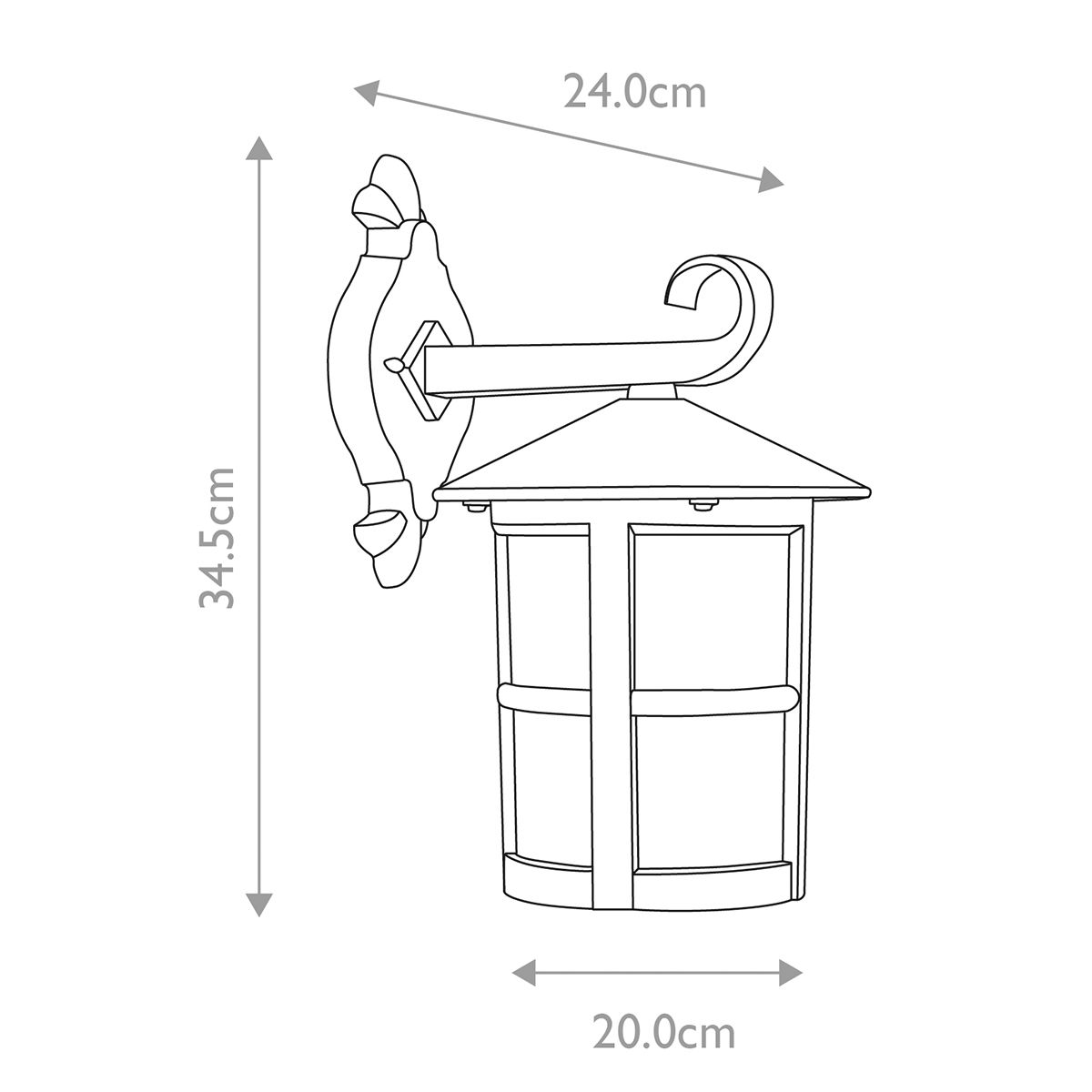 Hereford Kültéri Fekete Fali Lefelé Néző Lantern