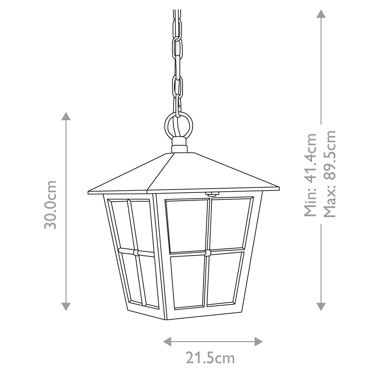 Canterbury Kültéri Nagy Fekete Függő Lantern