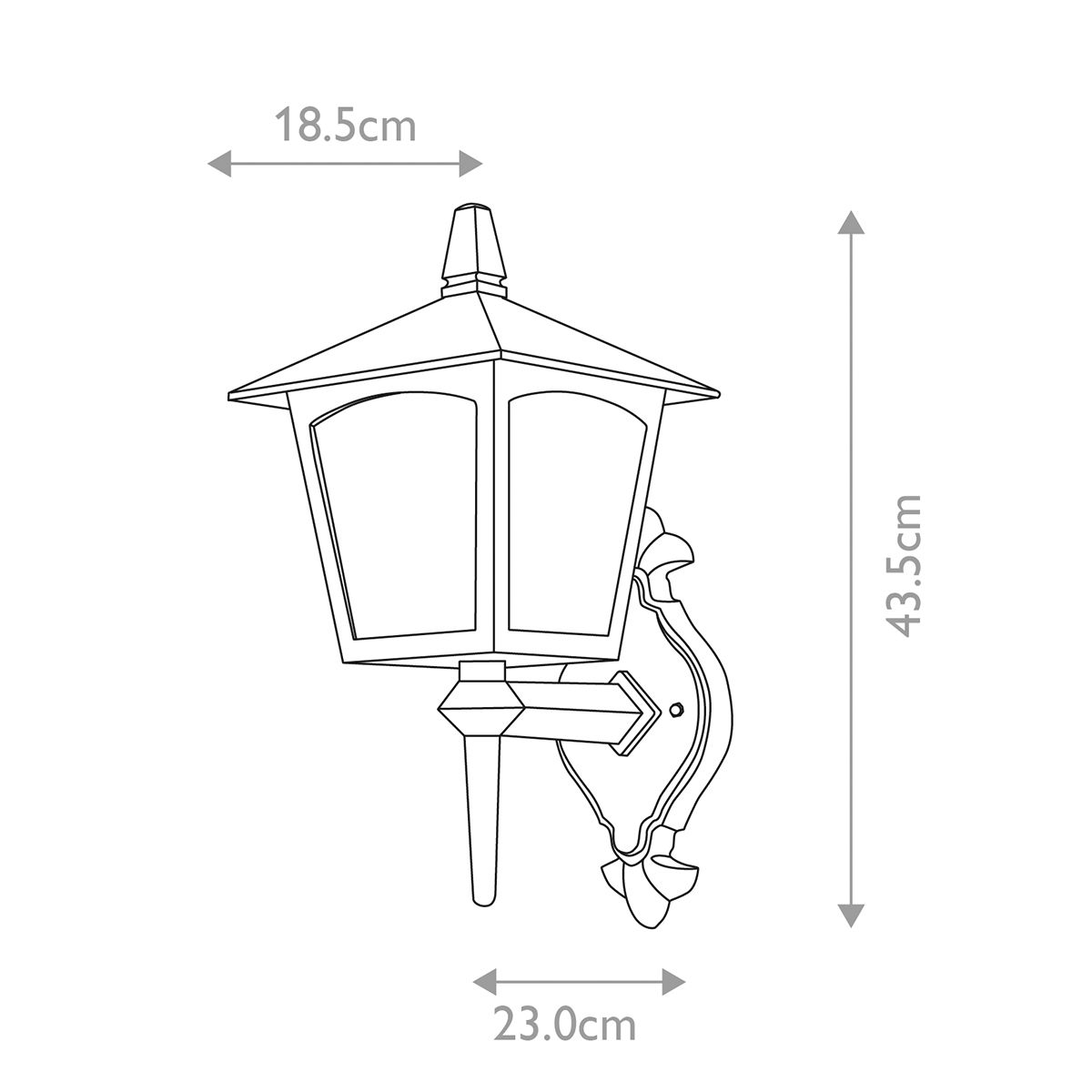 York Kültéri Fekete Felfelé Néző Fali Lámpa, Lantern