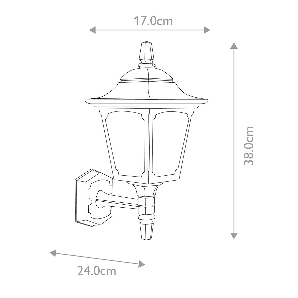 Chapel Kültéri Kicsi Felfelé Néző Fali Lantern, Fekete