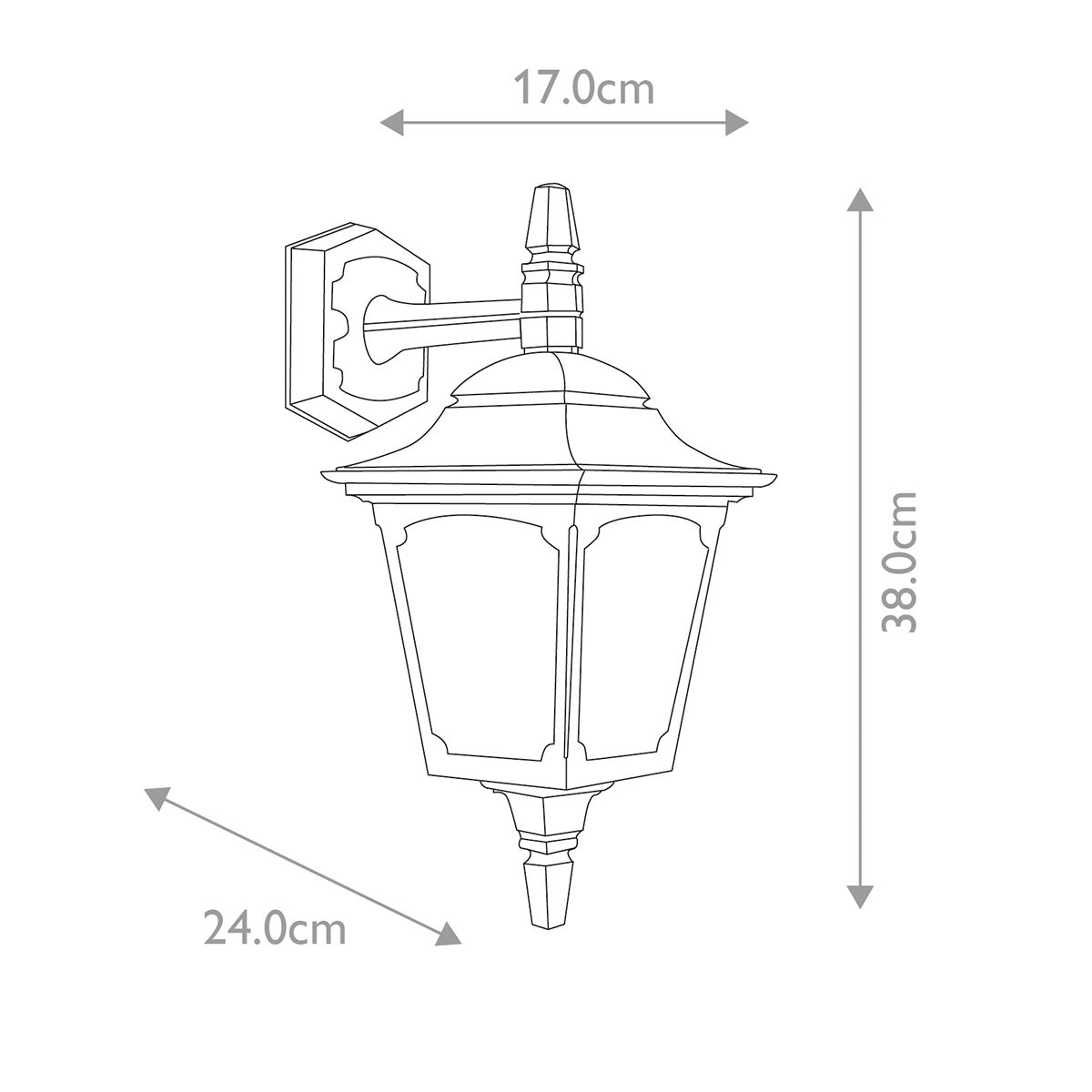 Chapel Kültéri Kicsi Lefelé Néző Fali Lantern, Fekete