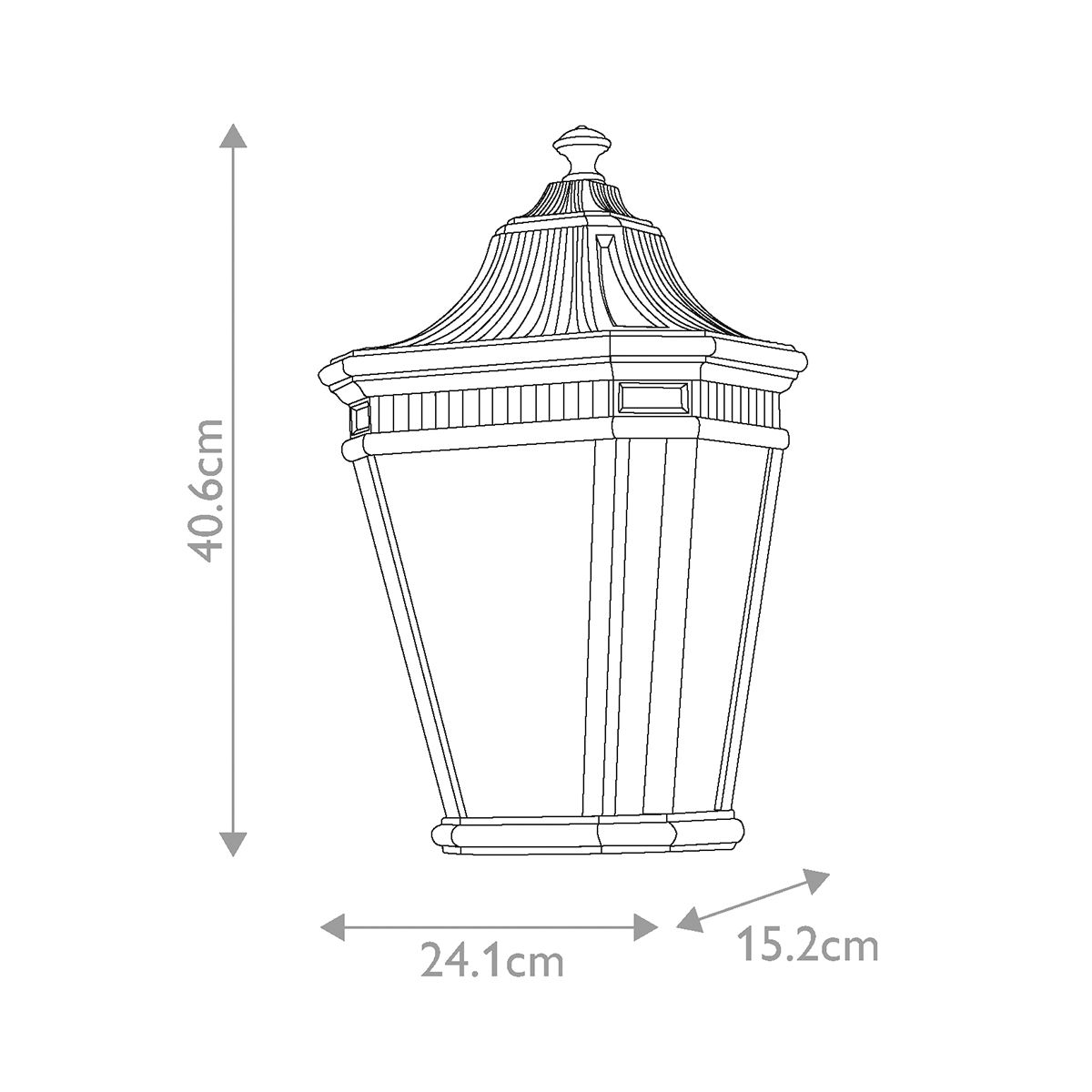 Cotswold Lane Kültéri Fekete Fél Fali Lantern, 2 Izzós