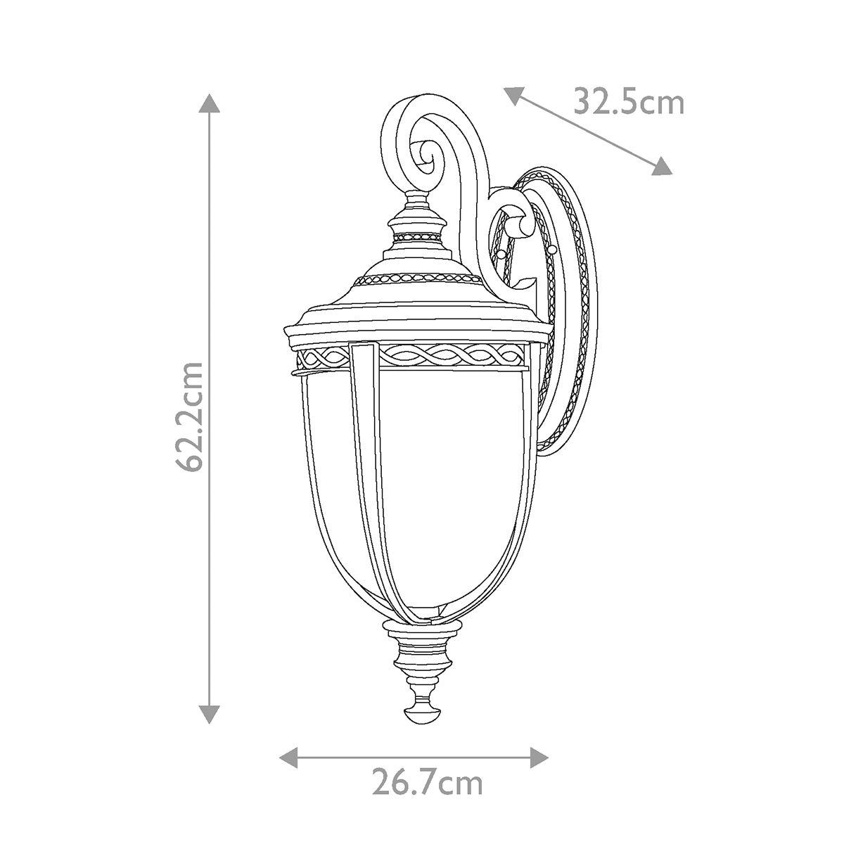 English Bridle 3 Izzós Kültéri Nagy Fekete Fali Lantern