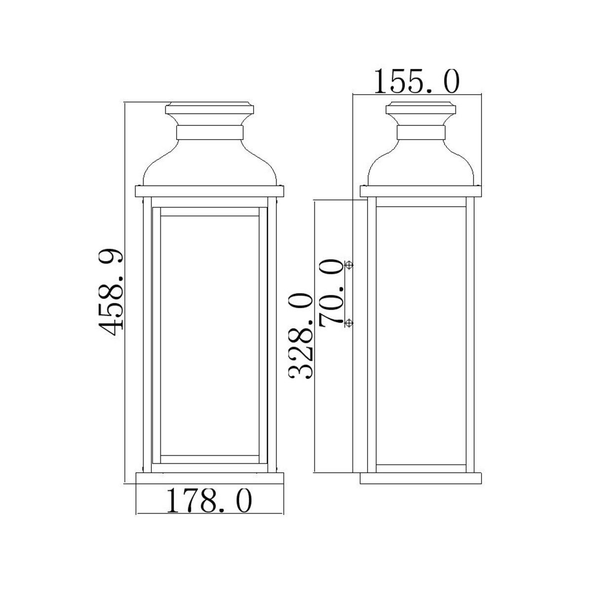 Pediment Kültéri 2 Izzós Vörös Sárgaréz Fali Lantern