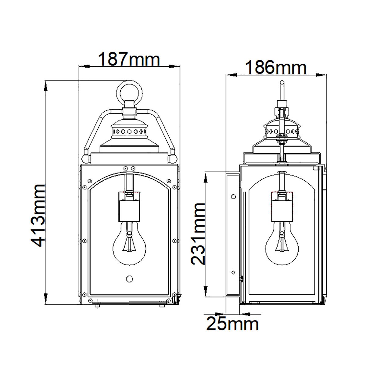 Randhurst Kültéri Vörös Sárgaréz Fali Lantern