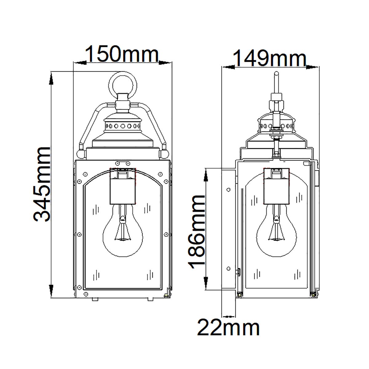 Randhurst Kicsi Kültéri Vörös Sárgaréz Fali Lantern