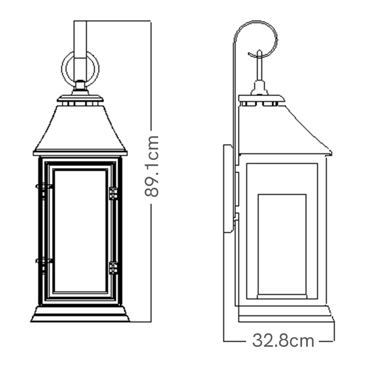 Shepherd Extra Nagy Kültéri Fali Lantern, Cink