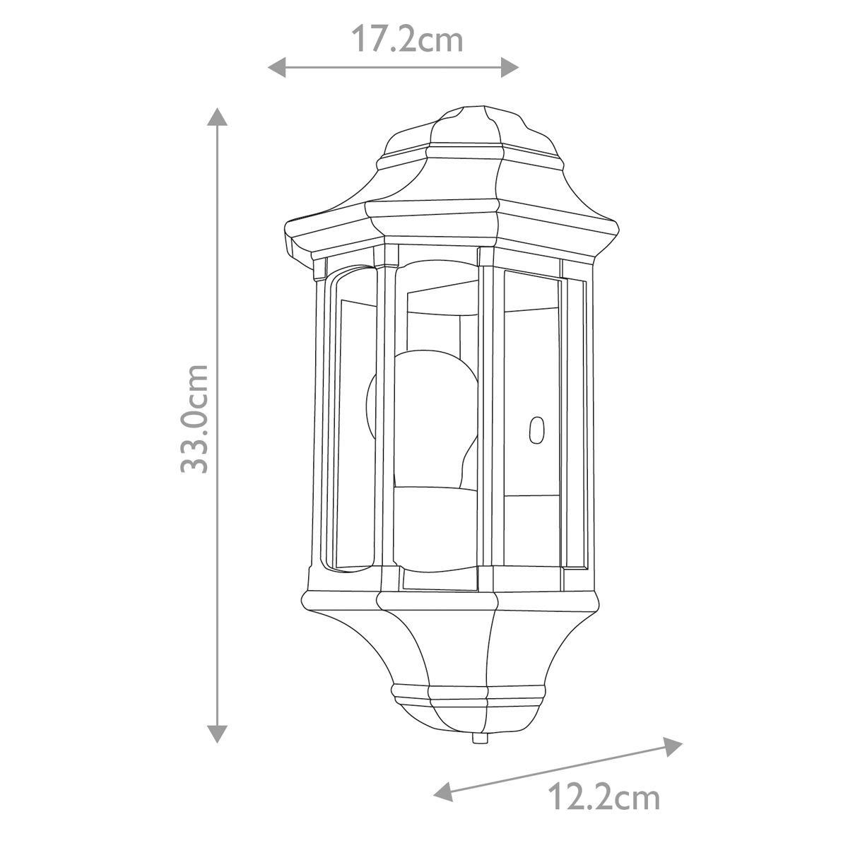 Newbury Kültéri Fekete Fél Lantern