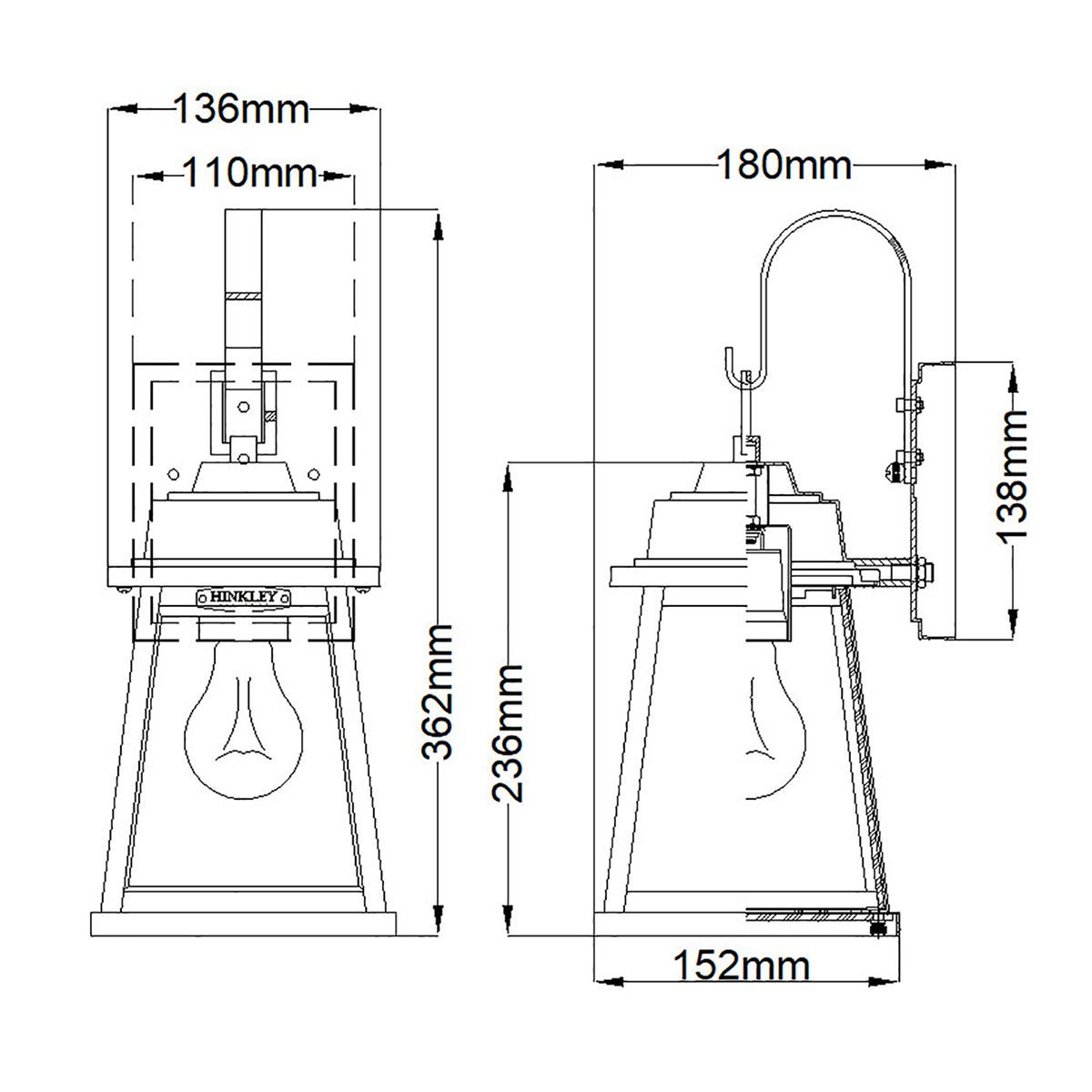 Bainbridge Kicsi Kültéri Lantern Fali Lámpa, Bronz