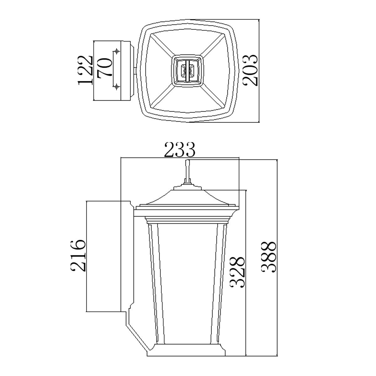 Bromley Kültéri 2 Izzós Bronz Fali Lantern