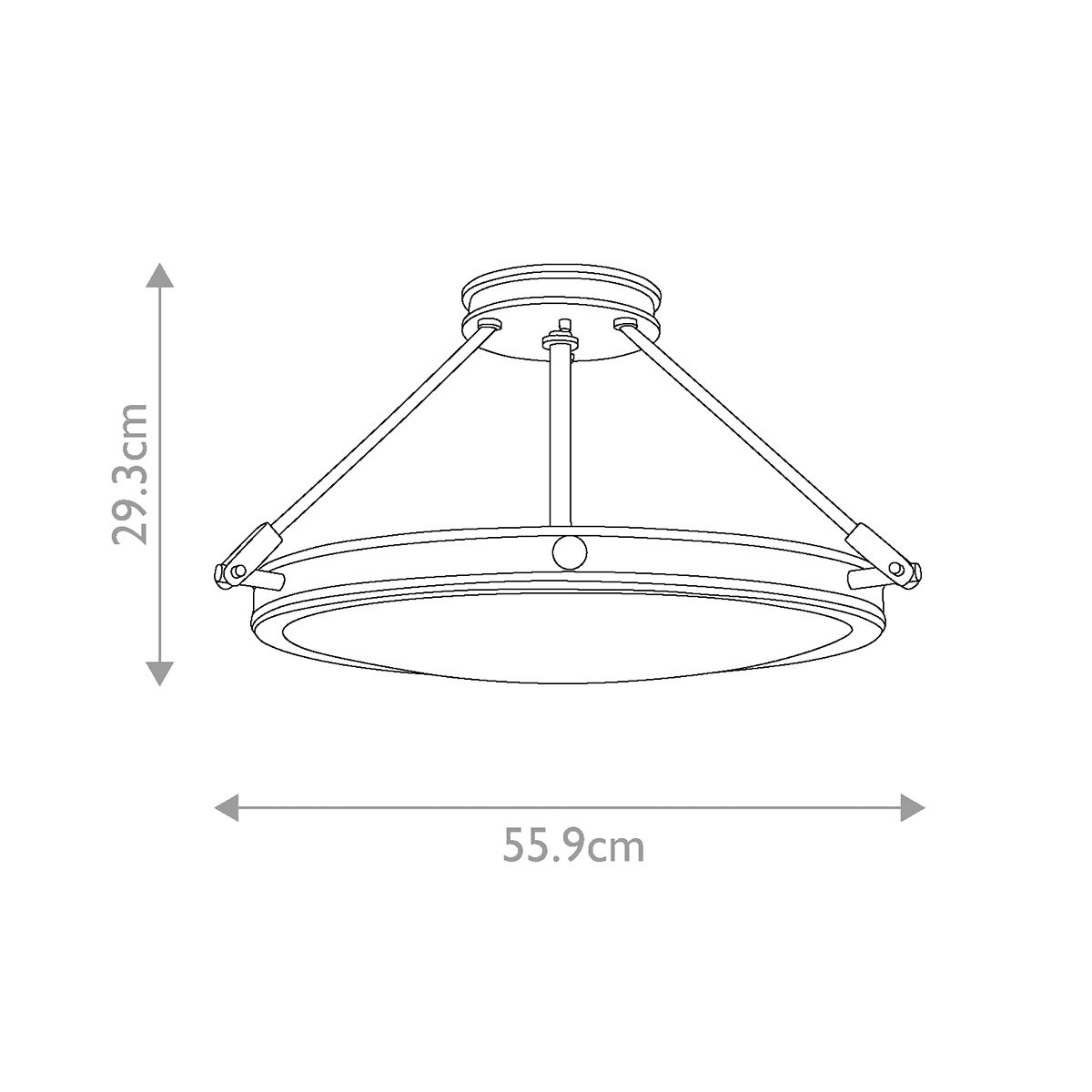 Collier Nagy Antikolt Sárgaréz Félig Süllyesztett Mennyezeti Lámpa, 4 Lamps