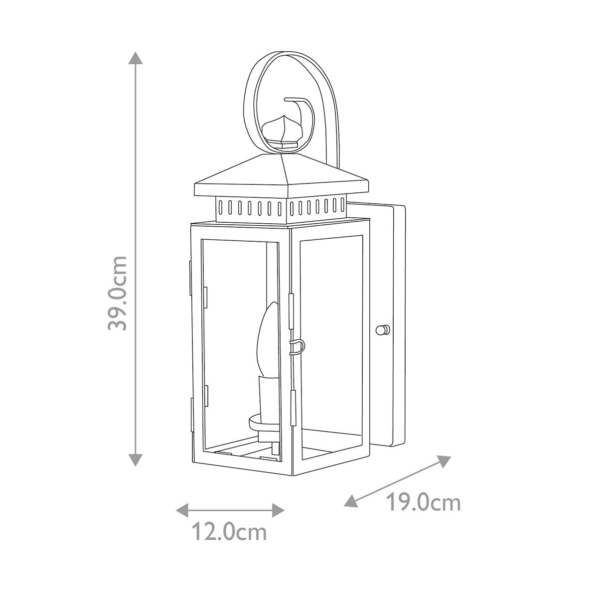 Hythe Kültéri Bronz Fali Lámpa, Lantern