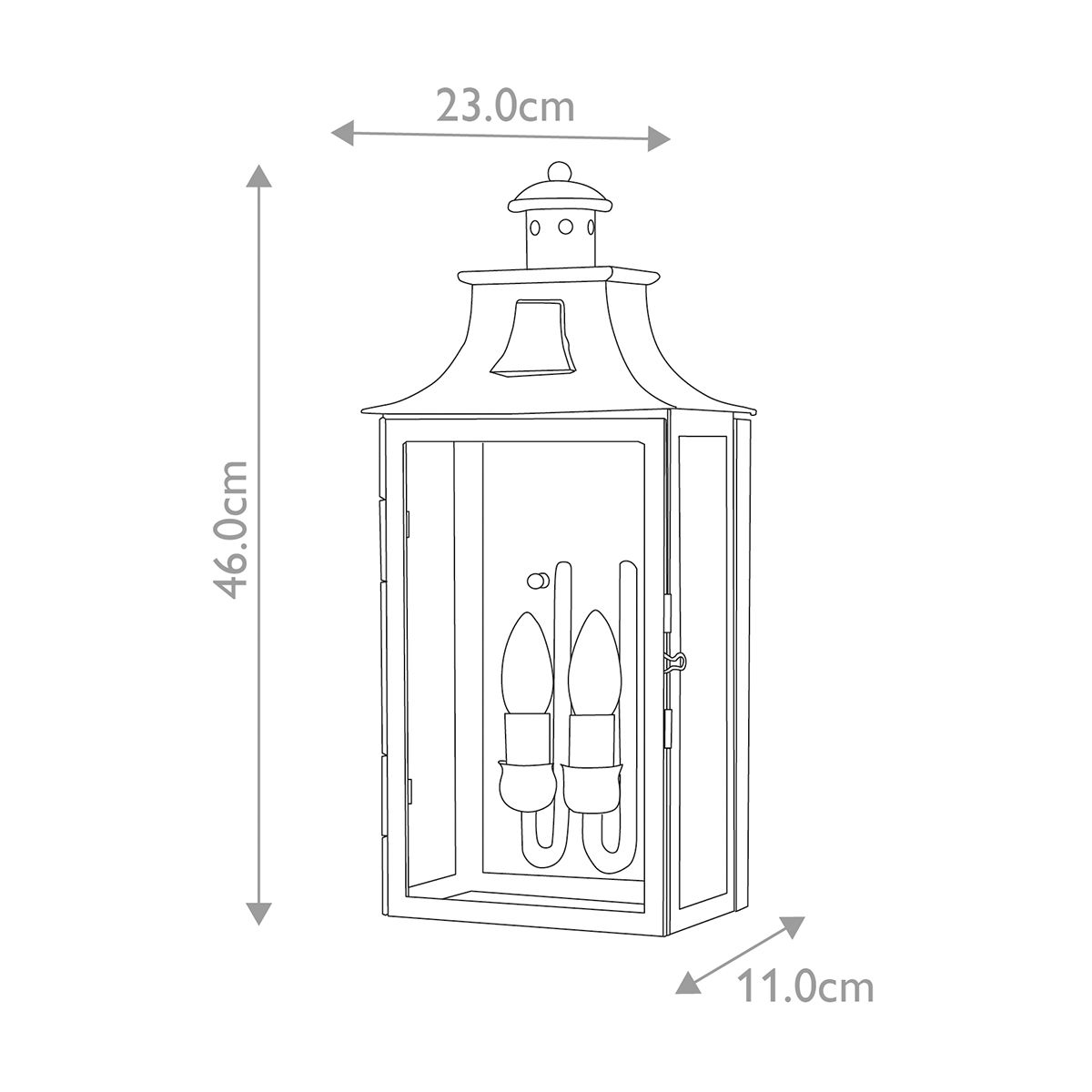 Kendal 2 Izzós Kültéri Bronz Fali Lantern