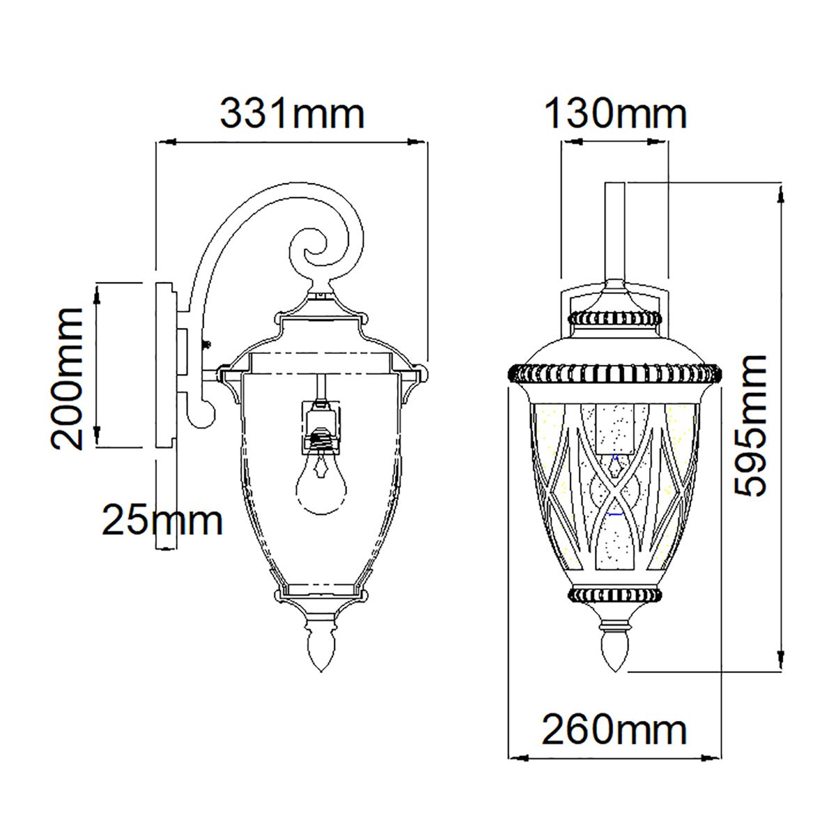 Admirals Cove Kültéri Fekete Fali Lantern Lámpa