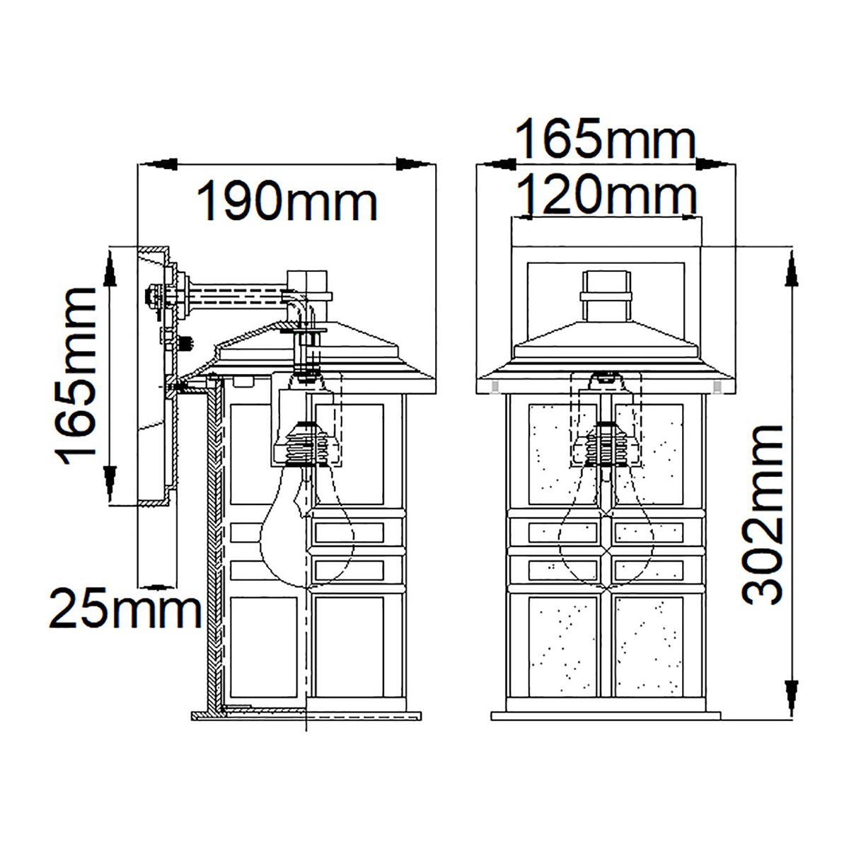 Beacon Kültéri Négyzet Alakú Fali Lantern, Fehér