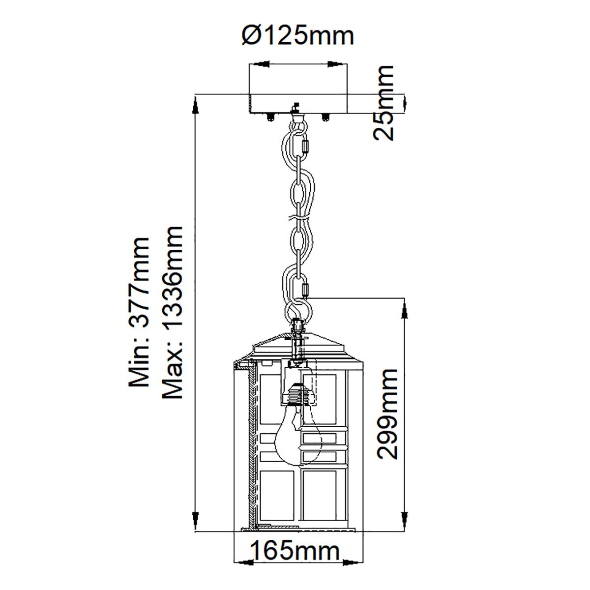 Beacon Kültéri Négyzet Alakú Bronz Függő Mennyezeti Lantern