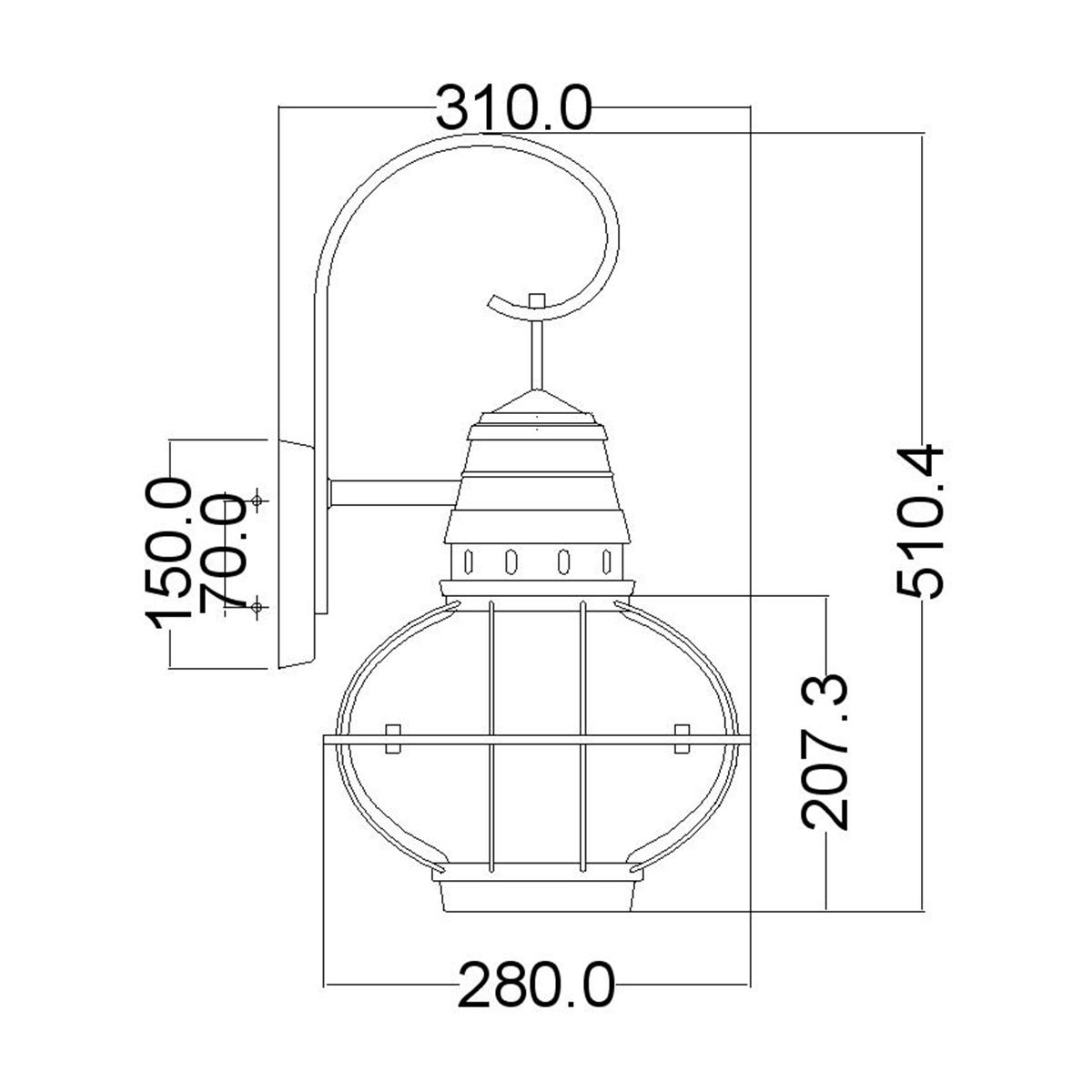 Bridge Point Kültéri Nagy Fali Lantern, Cink