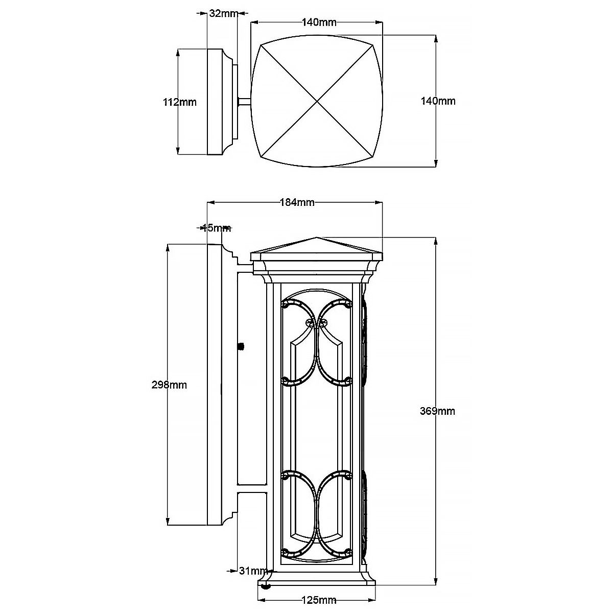 Franceasi Kültéri Kicsi Bronz Fali Lantern