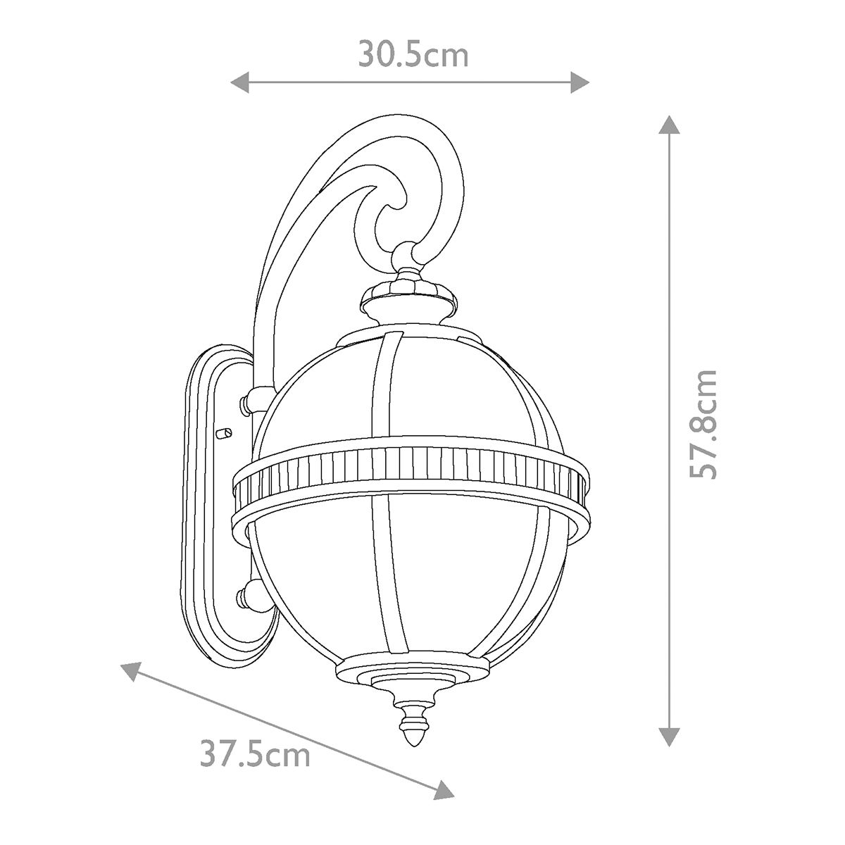 Halleron Szürke Kültéri Fali Lantern, 3 Izzós