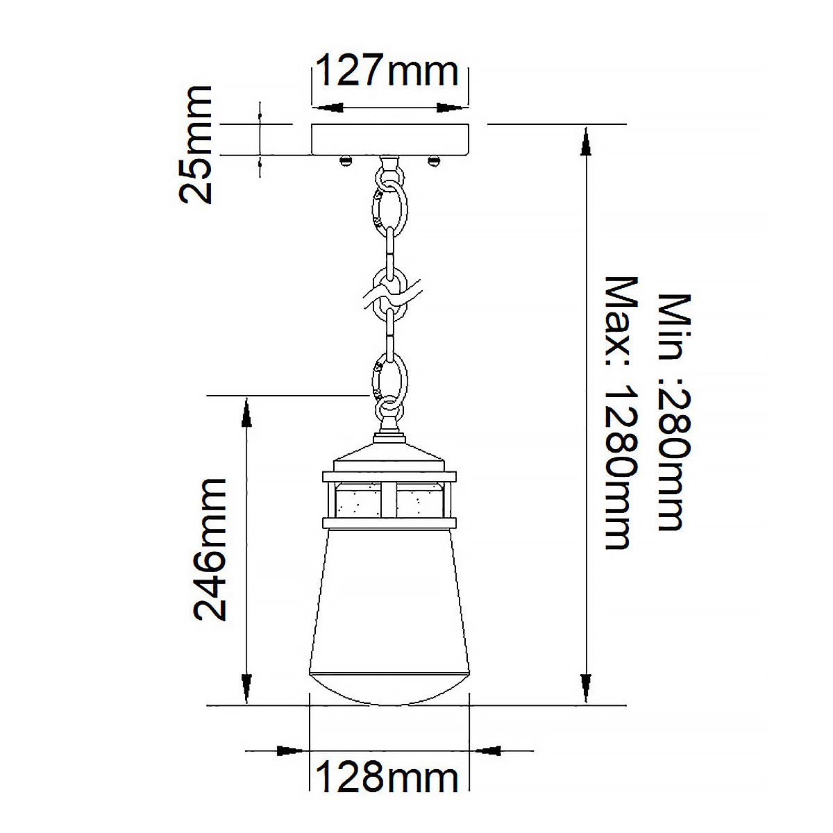 Lyndon Kültéri Kicsi Függő Mennyezeti Lantern, Bronz